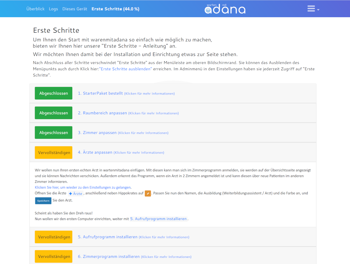 wartenmitadana Screenshot - Erste Schritte für einen leichten Einstieg